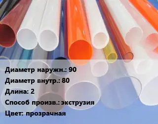 Труба из оргстекла 90х80 L=2 экструзия прозрачная